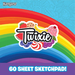 Twixie - Zippered Pencil Case with Scented Gel Pens, Scented Sticker Sheet & 60 Page Sketch Pad