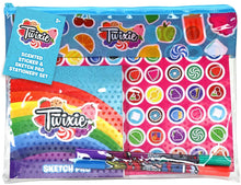 Load image into Gallery viewer, Twixie - Zippered Pencil Case with Scented Gel Pens, Scented Sticker Sheet &amp; 60 Page Sketch Pad
